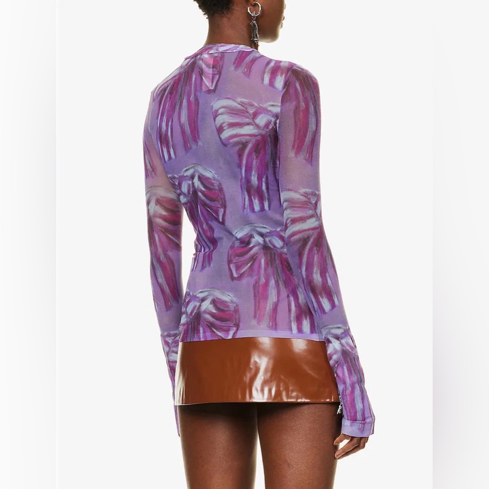 Acne Sheer Lilac and Pink Printed Button-Up Top - Picture 2 of 7